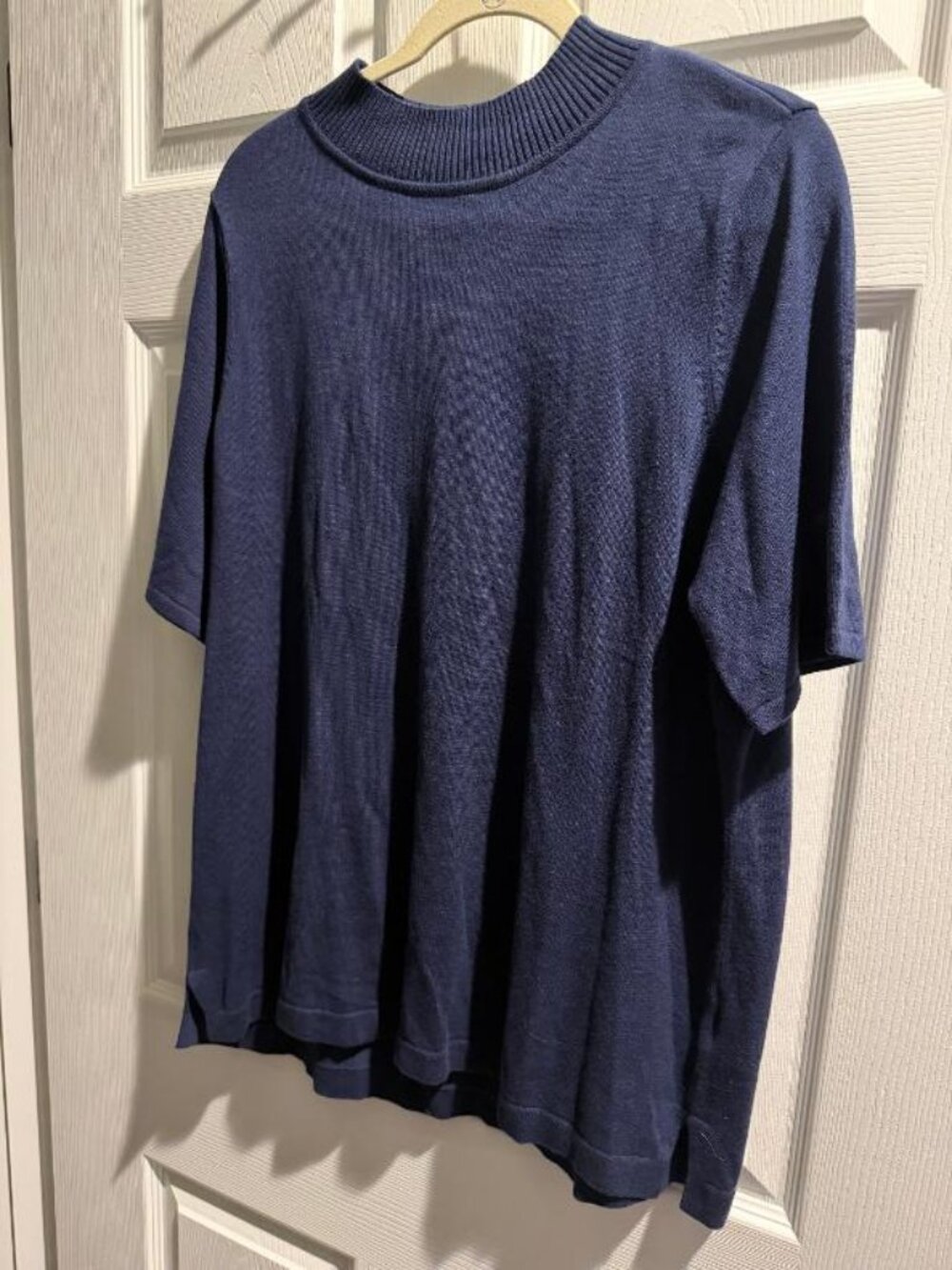 Isaac Mizrahi Live! Mock neck Navy Sweater Pullover with Elbow Sleeve Size 1X